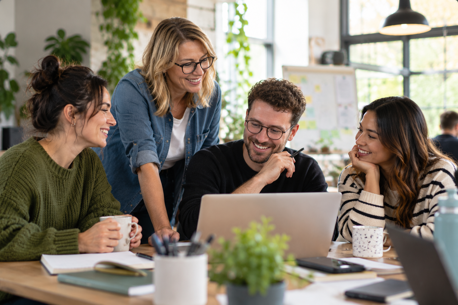 People collaborating during workplace training